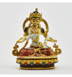 Machine Made, Hand Painted Copper Alloy with Gold Plated 2.75" Vajrasattva Statue