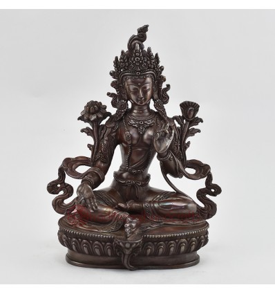 Hand Made Fine Quality Copper Alloy in Oxidation Finish 8.75” Green Tara / Drolma Statue