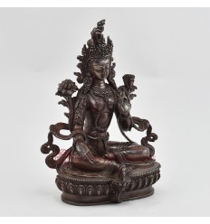 Hand Made Fine Quality Copper Alloy in Oxidation Finish 8.75” Green Tara / Drolma Statue
