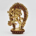 Hand Made Copper Alloy with Partly Gold Gilded 8" Magic Labdron / Damaru Jogini Statue