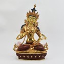 Hand Made Copper Alloy with Gold Gilded and Hand Painted Face 12.75" Vajrasattva Statue