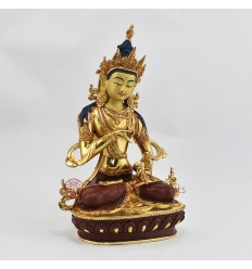 Hand Made Copper Alloy with Gold Gilded and Hand Painted Face 12.75" Vajrasattva Statue