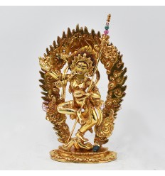 Hand Made Copper Alloy with 24 Karat Gold Gilded 7.5" Vajravarahi Jogini Statue