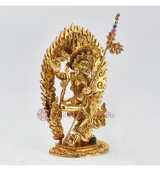 Hand Made Copper Alloy with 24 Karat Gold Gilded 7.5" Vajravarahi Jogini Statue