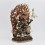 Hand Made Silver Plated Copper Alloy in Oxidation Finish and Painted 14" Four Armed Chuchepa Mahakala Statue