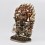 Hand Made Silver Plated Copper Alloy in Oxidation Finish and Painted 14" Four Armed Chuchepa Mahakala Statue