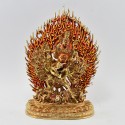 Hand Made Copper Alloy with Gold Gilded and Face Painted 11.75" Meghsambara Statue
