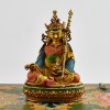 Machine Made with Hand Finishing Touch, Gold Plated Copper Alloy 4" Guru Padmasambhava Statue