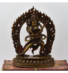 Tibetan Buddhist Religious Copper Alloy in Oxidation Finish 7.75" Copper Chakrasamvara Statue