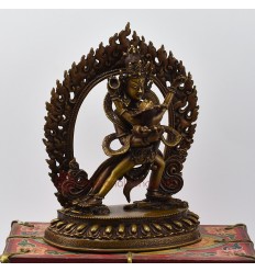 Tibetan Buddhist Religious Copper Alloy in Oxidation Finish 7.75" Copper Chakrasamvara Statue