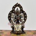 Machine Made with Hand Finishing Touch Silver Plated Oxidized Copper Alloy 5.75"  Maitreya Buddha Statue