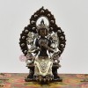 Machine Made with Hand Finishing Touch Silver Plated Oxidized Copper Alloy 5.75"  Maitreya Buddha Statue