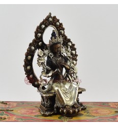 Machine Made with Hand Finishing Touch Silver Plated Oxidized Copper Alloy 5.75"  Maitreya Buddha Statue