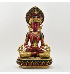 Hand Made Gold Gilded Copper Alloy Painted 16" Aparamita Statue