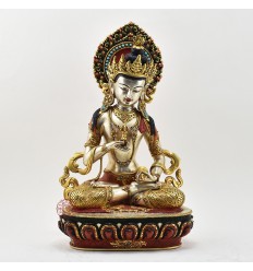 Hand Made Gold Gilded Copper Alloy Painted 15.5" Vajrasattva / Dorjesempa Statue