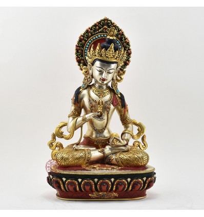Hand Made Gold Gilded Copper Alloy Painted 15.5" Vajrasattva / Dorjesempa Statue