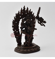 Hand Made Lost Wax Method, Oxidized Copper Alloy 7.75" Dakini Simhamukha Statue