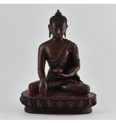 Hand Made Copper Alloy in Oxidation Finish 10.5" Shakyamuni Buddha Statue