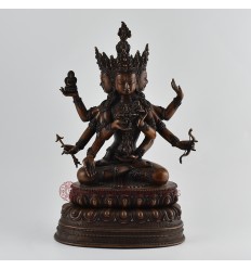 Hand Made Copper Alloy in Oxidation Finish 15" Ushnishavijaya Statue