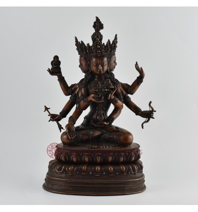 Hand Made Copper Alloy in Oxidation Finish 15" Ushnishavijaya Statue