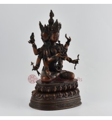 Hand Made Copper Alloy in Oxidation Finish 15" Ushnishavijaya Statue