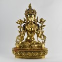 Hand Made Copper Alloy with 24 Karat Gold Gilded 18"  White Tara Statue