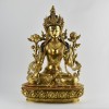Hand Made Copper Alloy with 24 Karat Gold Gilded 18"  White Tara Statue