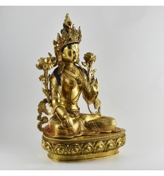 Hand Made Copper Alloy with 24 Karat Gold Gilded 18"  White Tara Statue