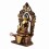 Hand Made  Gold Gilded Copper Alloy with Hand-Painted Face 17" Medicine Buddha on Throne Sculpture