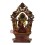 Hand Made  Gold Gilded Copper Alloy with Hand-Painted Face 17" Medicine Buddha on Throne Sculpture