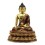 Hand Made  Gold Gilded Copper Alloy with Hand-Painted Face 12.75" Buddha-Life Carved Shakyamuni Buddha Statue
