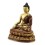 Hand Made  Gold Gilded Copper Alloy with Hand-Painted Face 12.75" Buddha-Life Carved Shakyamuni Buddha Statue