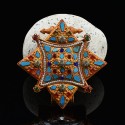Tibetan Buddhism Gold & Silver Plated Decorated with Semiprecious Stones Ghau