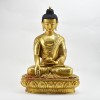 Hand Made Copper Alloy Gold Gilded and Hand Painted Face 18" Enlightenment Shakyamuni Buddha Statue