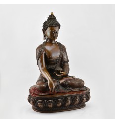Hand Made Copper Alloy in Oxidation Finish 18" Shakyamuni Buddha Statue