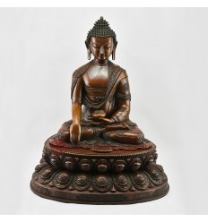 Hand Made Copper Alloy in Oxidation Finish 18" Shakyamuni Buddha Statue