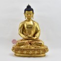 Hand Made Copper Alloy with 24 Karat Gold-Gilded and Hand-Painted Face 13" Amitabha Buddha Statue