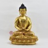 Hand Made Copper Alloy with 24 Karat Gold-Gilded and Hand-Painted Face 13" Amitabha Buddha Statue