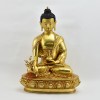 Hand Made Copper Alloy with 24 Karat Gold-Gilded and Hand-Painted Face 13" Medicine Buddha Statue