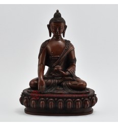 Hand Made Copper Alloy in Oxidation Finish 9" Shakyamuni Buddha Statue