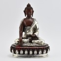 Hand Made  Silver-Plated Copper Alloy in Oxidation Finish 9" Shakyamuni Buddha Statue