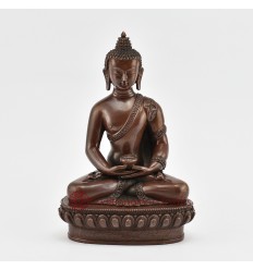Hand Made Copper Alloy in Oxidation Finish 9" Amida Buddha Statue