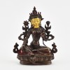 Machine Made with Copper Alloy in Oxidation Finish and Hand-Painted Face 4.25" Green Tara Statue