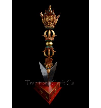 Fine Quality 27" Hand Crafted Phurba/Phurwa Set - Tibetan Buddhist Ritual Dagger from Patan, Nepal