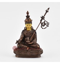 Machine Made with Copper Alloy in Oxidation Finish and Hand-Painted Face4.25" Guru Padmasambhava Statue