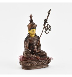 Machine Made with Copper Alloy in Oxidation Finish and Hand-Painted Face4.25" Guru Padmasambhava Statue