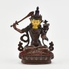 Machine Made with Copper Alloy in Oxidation Finish and Hand-Painted Face 4.25" Manjushri Statue