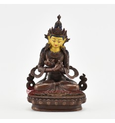 Machine Made with Copper Alloy in Oxidation Finish and Hand-Painted Face 4.25" Vajradhara Statue
