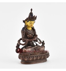 Machine Made with Copper Alloy in Oxidation Finish and Hand-Painted Face 4.25" Vajradhara Statue