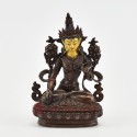 Machine Made with Copper Alloy in Oxidation Finish and Hand-Painted Face 4.25" White Tara Statue